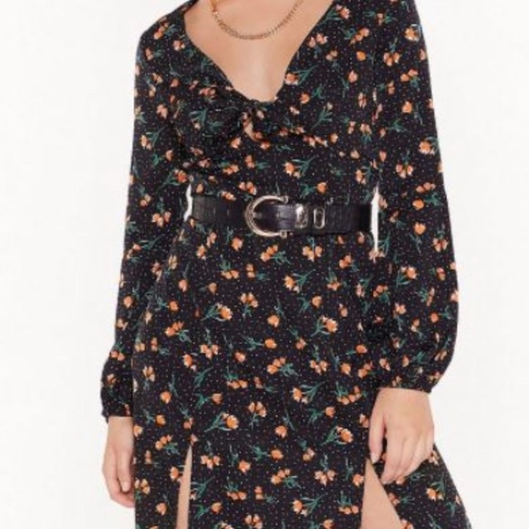 NWT Nasty Gal Midi Dress Orange Floral Sz 4 - Picture 4 of 10
